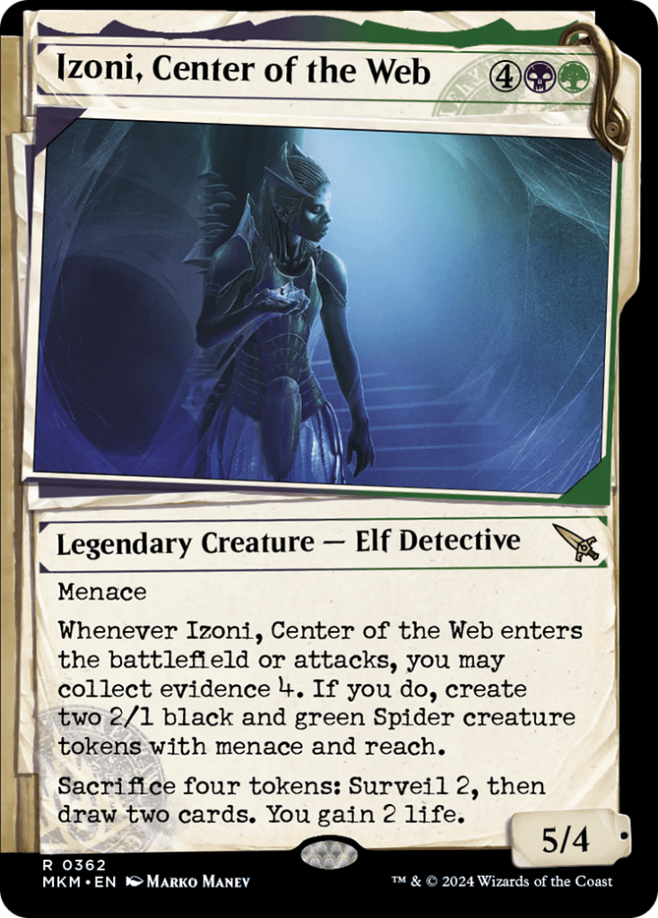 Izoni, Center of the Web showcase dossier card style